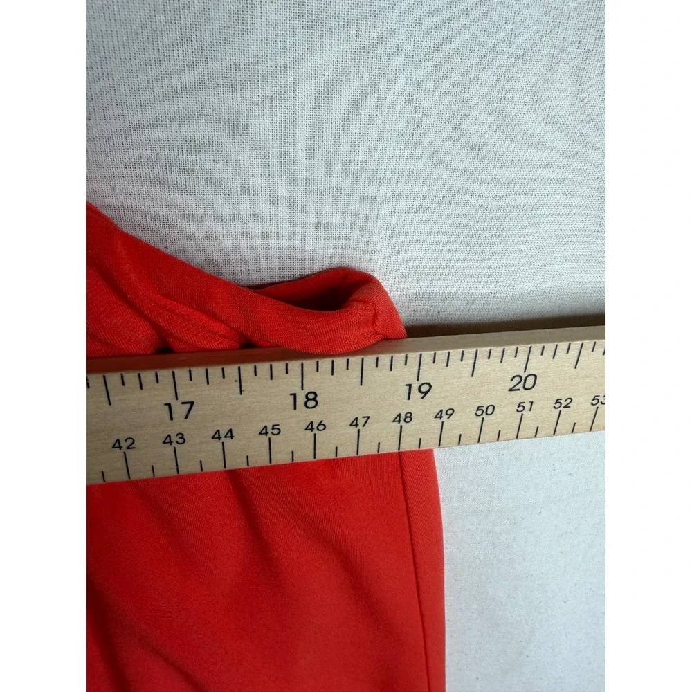 Chico's Jumpsuit Women's 2 US‎ Orange Ruffle Halter Sleeveless Straight Leg Knit_5